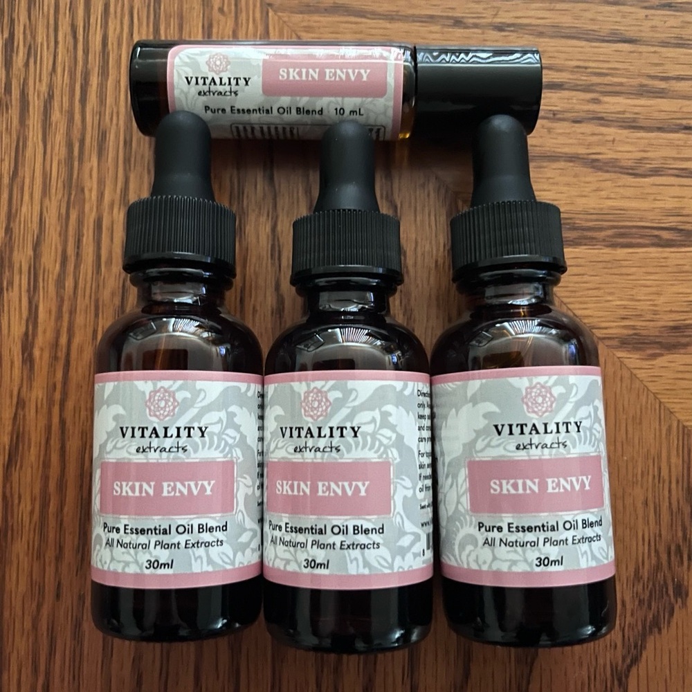 Vitality Extracts SKIN ENVY Essential Oil-3 PK.-30ml w/droppers & 1- 10ml ROLLON